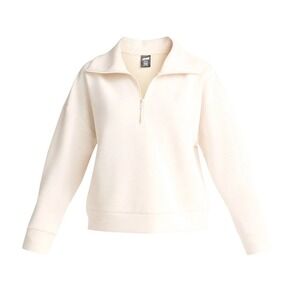 Avia Womens XL Cream Quarter Zip Pullover Sweatshirt Scubaknit Mock Neck Top
